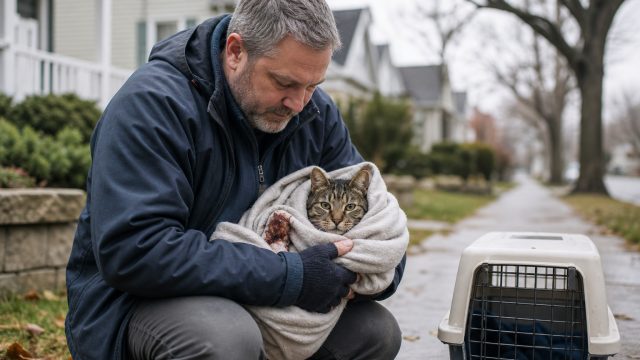Local Hero Rescues Injured Neighborhood Cat, Ensures a Safe Future